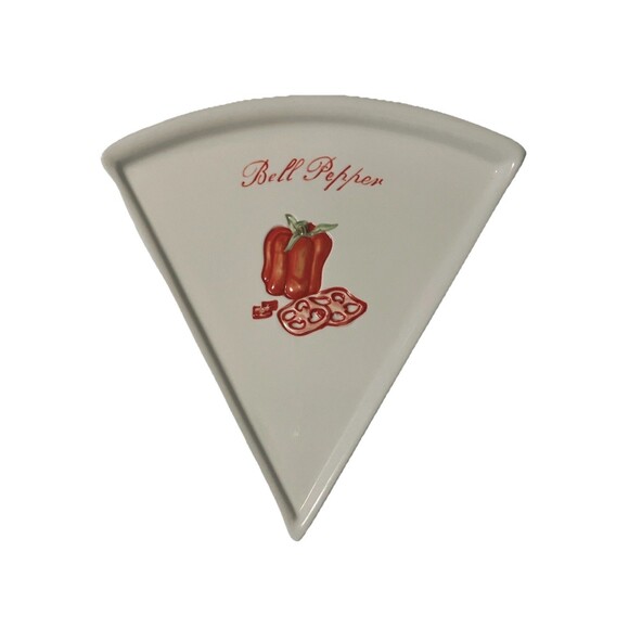 4 Pottery Barn Pizza Buono Stoneware Triangle Vegetable Pizza Slice Plates - Picture 1 of 16